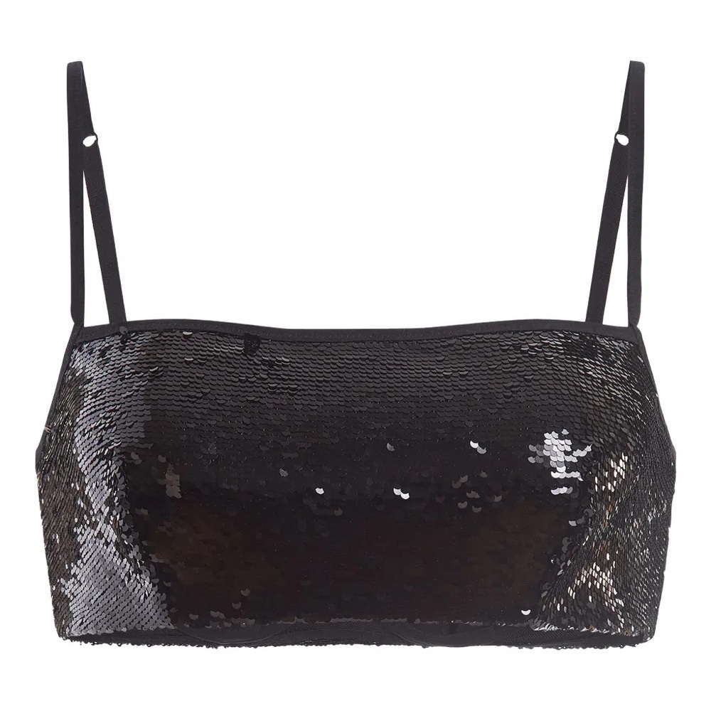 [S]Runaway Sequin Black Bralette Zipper